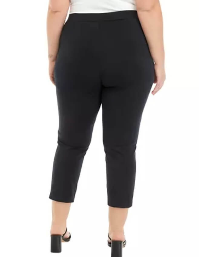 Plus Size Pull On Cropped Pants with Side Slits